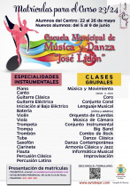 Thumbnail cartel NUEVAS matrículas escuela de música y danza 2023 24